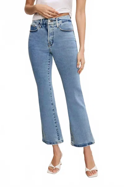 Good American Good Legs Cropped Mini Boot Leg Jeans In Blue670 In Blue
