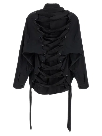 Balenciaga Lace Up Shirt And Blouse Black In Black