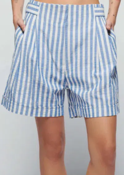 Nation Ltd Maja Short In Parisian Blue Stripe In Blue