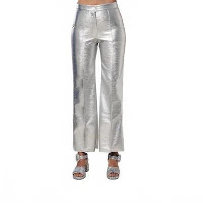Manoush Vinyl Pant In Silver In Gray