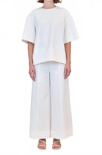 Simkhai Kallin Cropped Wide Leg Pant In White In White