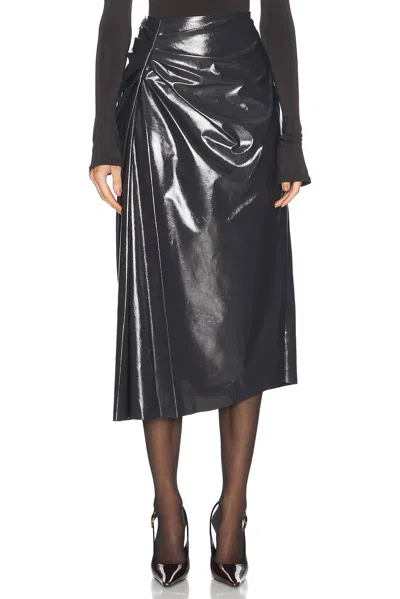 A.l.c . Tessa Ruched Faux Leather Maxi Skirt In Black