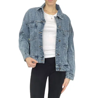 Mustard Seed Back Pleated Jacket In Washed Denim In Blue