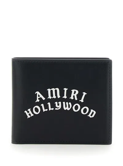 Amiri Bi-fold Wallwt With Logo Lettering On The Front In Leather Man In Black