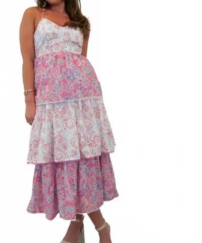 Ultramarine Olivia Vintage Paisley Tiered Midi Dress In Multi