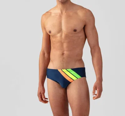 Ron Dorff Swim Briefs Neon Stripes In Navy In Blue