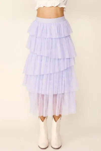 Idem Ditto Tiered Tulle Skirt In Periwinkle In White