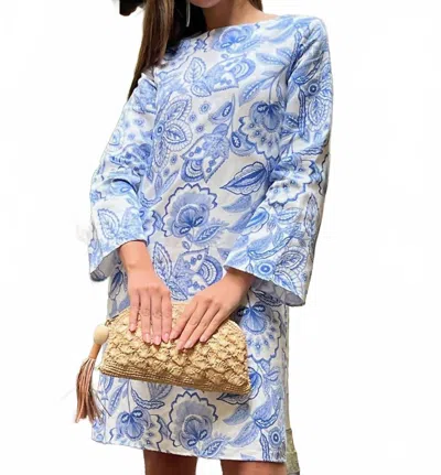 Coco Indigo Penelope Linen Shift Dress In Blue