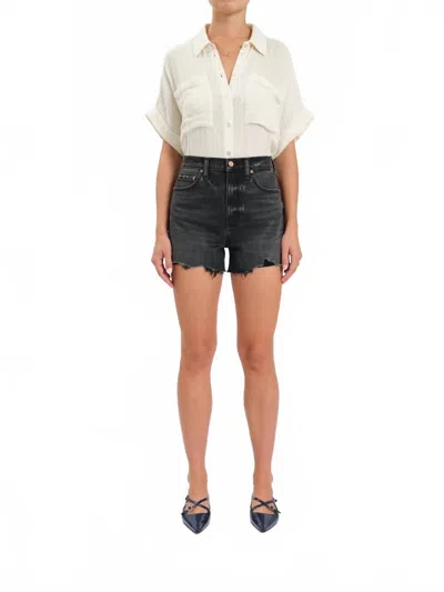 Daze Knockout Highrise Denim Short In Night Life Vintage In Black