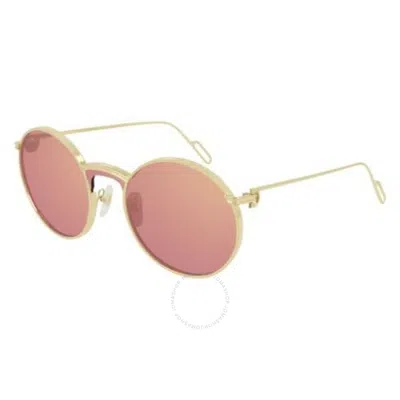 Cartier C De  Red Round Ladies Sunglasses Ct0274s 003 99 In Neutral