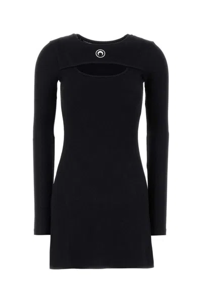 Marine Serre Crescent Moon-embroidered Mini Dress In Black
