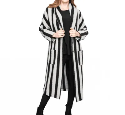 Liv By Habitat Long Striped Coat In Sand In Black