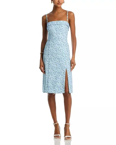 French Connection Echo Crepe Strappy Midi Dress In Icy Blue Multi In Blue