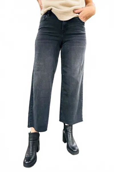 Hidden Nori Cropped Wide-leg Jeans In Black In Blue