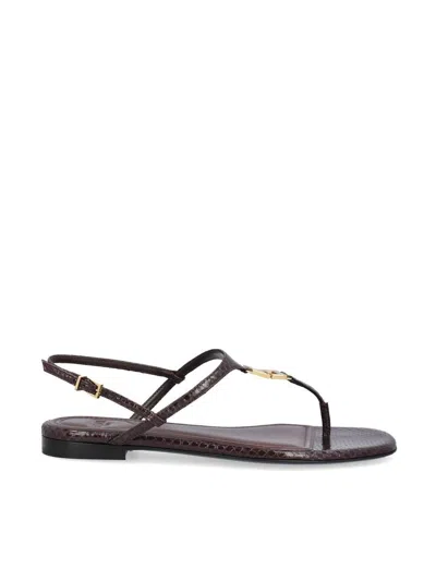 Fendi Dark Purple Ayers Thong Sandals In Black