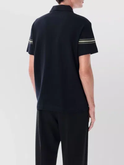 Burberry Ekd Embroidery Cotton Polo Shirt With Screen-printed Stripes In Black