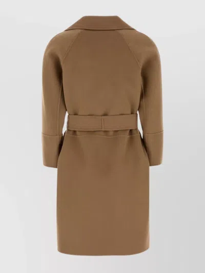 S Max Mara Arona Belted Waist Wool Coat In Brown