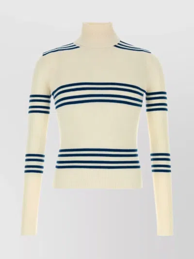 Prada Embroidered Stripes Wool Sweater