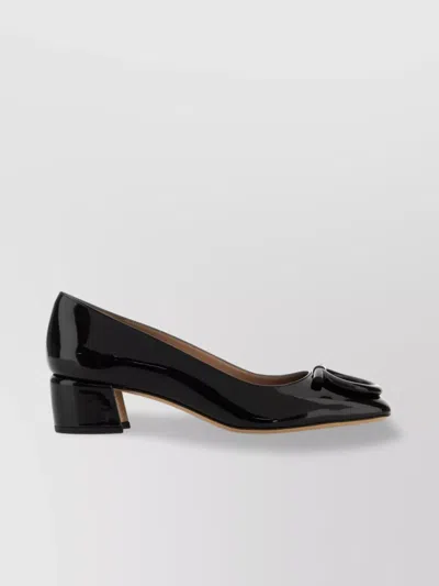 Ferragamo Mara Leather Pumps Block Heel In Black