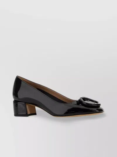 Ferragamo Mara Leather Pumps Block Heel In Black