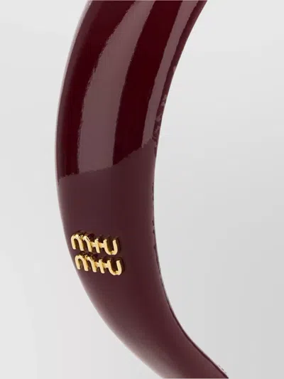 Miu Miu Tyrian Purple Leather Headband In Brown