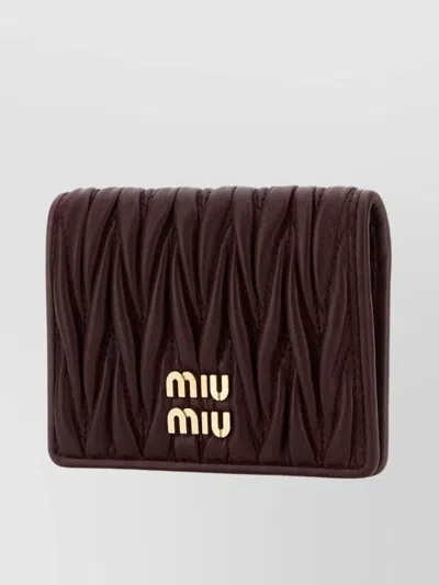 Miu Miu Quilted Leather Card Holder In Brown