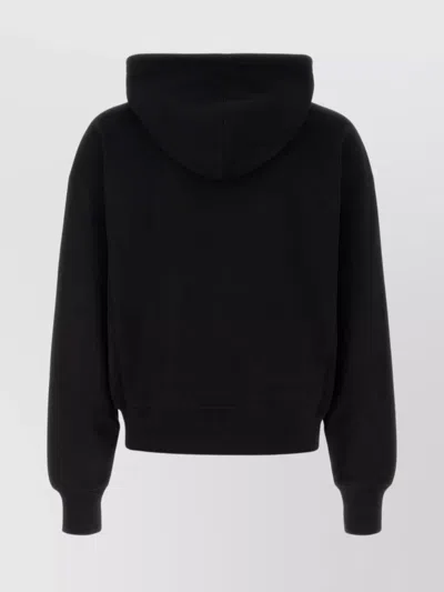 Alexander Mcqueen Hooded Sweatshirt With Ribbed Cuffs And Hem In Black