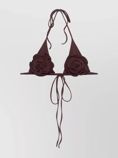 Magda Butrym Rose Triangle Bikini Top In Burgundy
