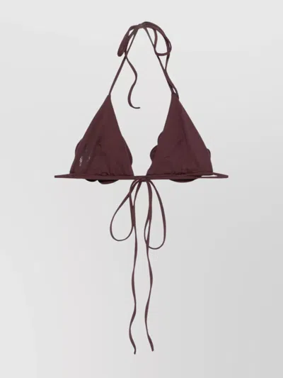 Magda Butrym Rose Triangle Bikini Top In Burgundy