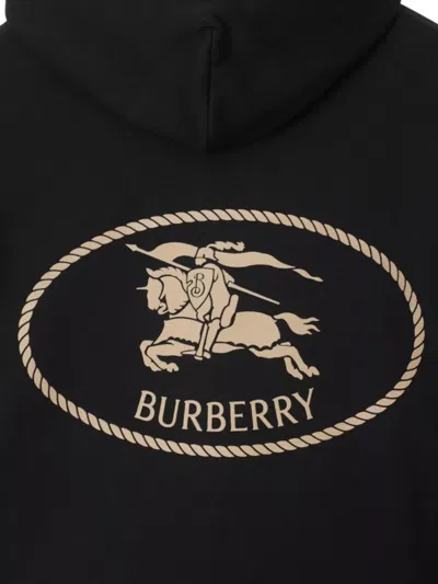 Burberry Men Black Sweatshirt With Ekd Embroidery On The Front And Logo Print On The Rear In Cotton In Black
