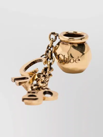 Chloé Sphere Letter Chain Bag Charm In Gold