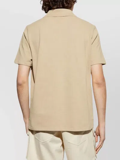 Balmain Zip Collar Short Sleeve Polo In Brown