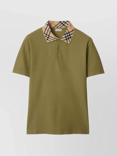 Burberry Organic Cotton Blend Polo Shirt In Green