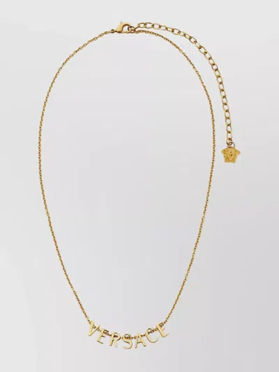 Versace Logo Chain Necklace Medusa Charm In Gold