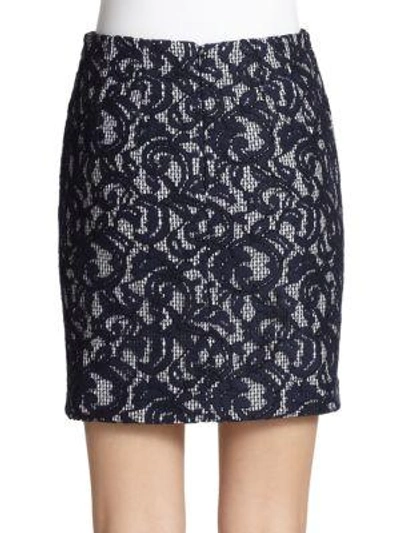 Shop Carven Lace-overlay Gingham Skirt In Navy