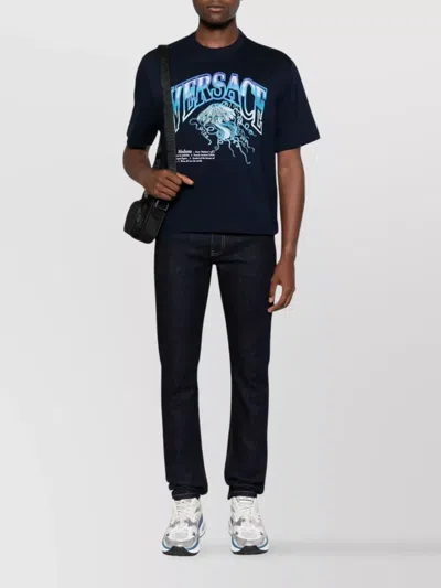 Versace Medusa Varsity Boxy T-shirt In Blue