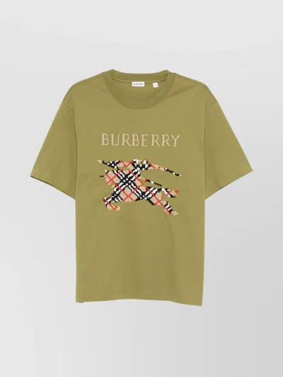 Burberry Cross Stitch Logo Cotton T-shirt In Green