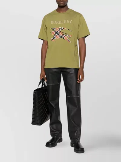 Burberry Cross Stitch Logo Cotton T-shirt In Green