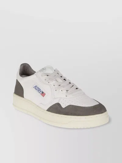 Autry Low Sneaker With Contrast Panels And Perforated Toe
