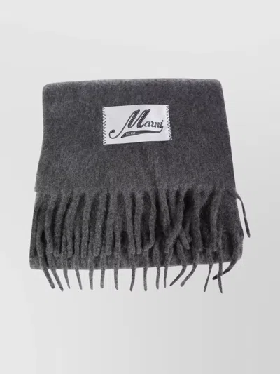 Marni Stylish Edges Fringed Scarf In Gray