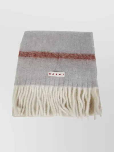 Marni Textured Finish Scarf In Light Grey In Gray