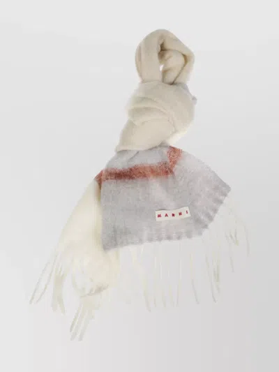 Marni Textured Finish Scarf In Light Grey In Gray