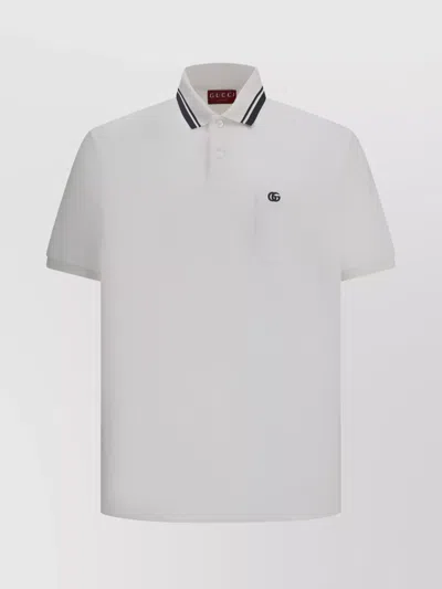 Gucci Logoed Cotton Polo Shirt With Welt Pocket In White