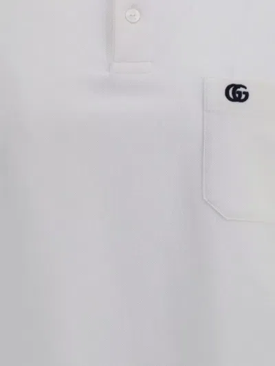 Gucci Logoed Cotton Polo Shirt With Welt Pocket In White
