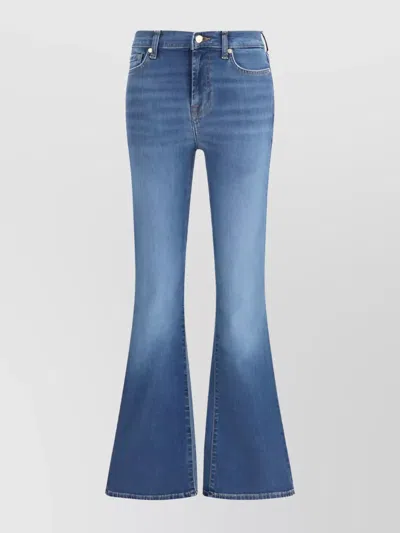 7 For All Mankind High Waist Flared Slim Leg Trousers In Blue