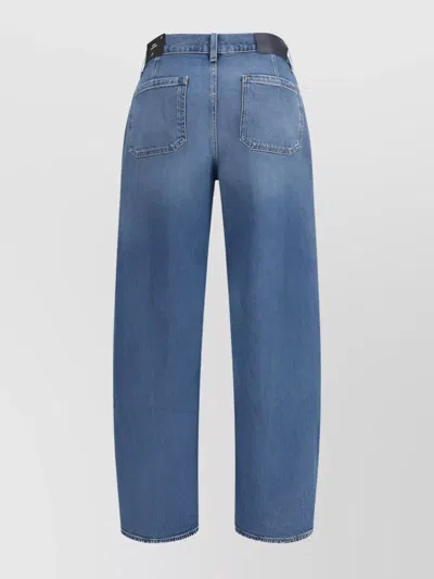7 For All Mankind Wide Leg Mid-rise Jeans With Contrast Stitching In Blue