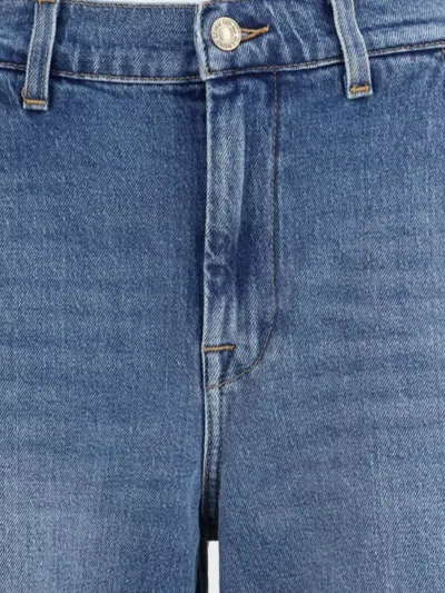 7 For All Mankind Wide Leg Mid-rise Jeans With Contrast Stitching In Blue