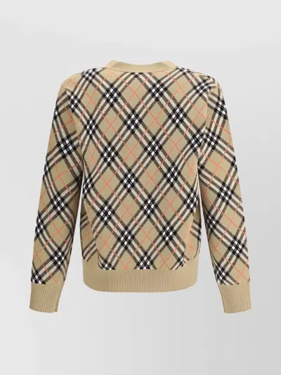 Burberry Check Pattern Wool Cardigan In Multi