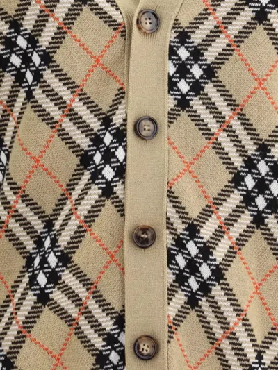 Burberry Check Pattern Wool Cardigan In Multi