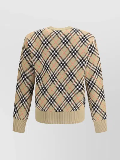 Burberry Check-pattern Wool Crew Neck Sweater Clothing